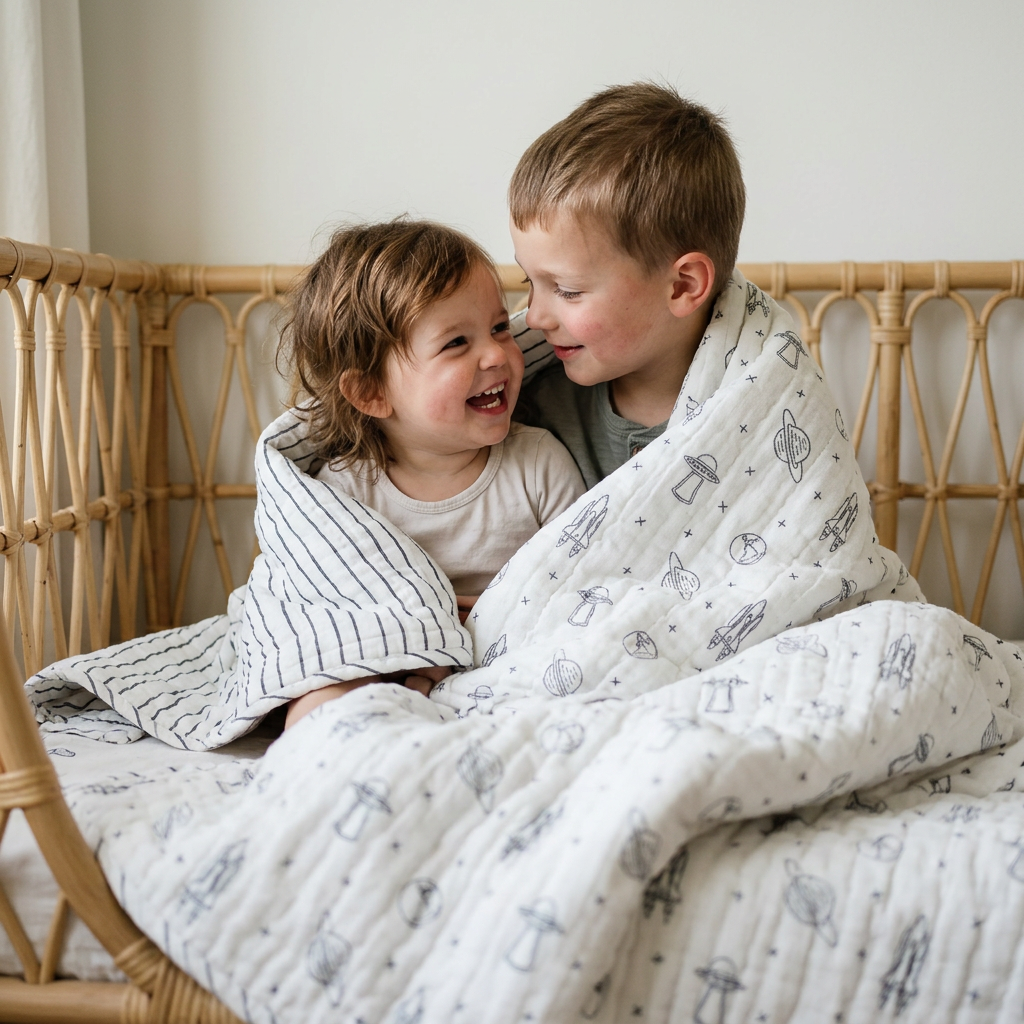 専用ページ　オーガニックキルト2枚set Organic Kids Quilt - Astro & Navy Blue Stripes – Makemake Organics