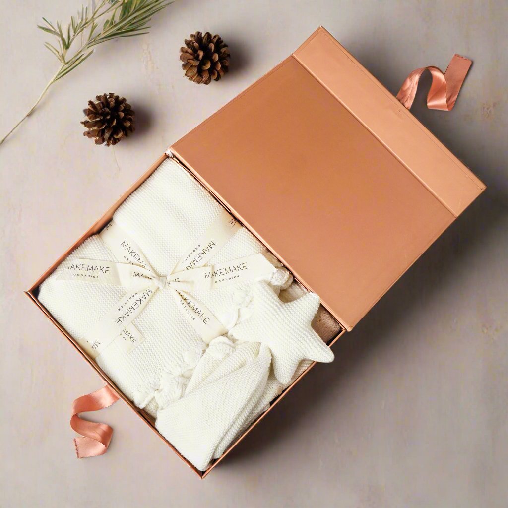 Baby Blanket Gift Set with Star Lovey - Ivory (Open Box Deal) - Makemake Organics