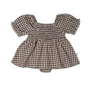 Organic Smocked Dress W/ Bloomers - Gingham Checks - Makemake Organics