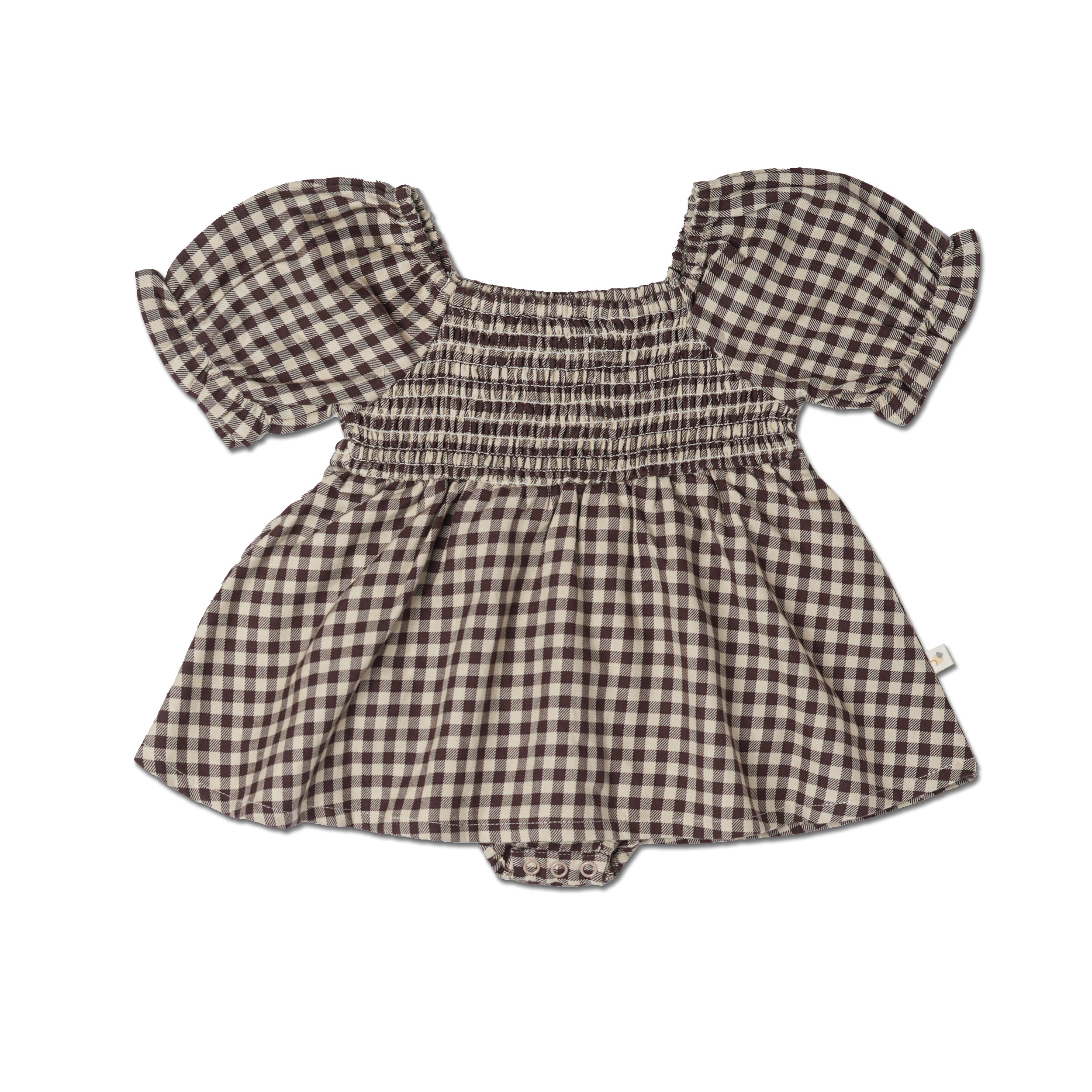 Organic Smocked Dress W/ Bloomers - Gingham Checks - Makemake Organics