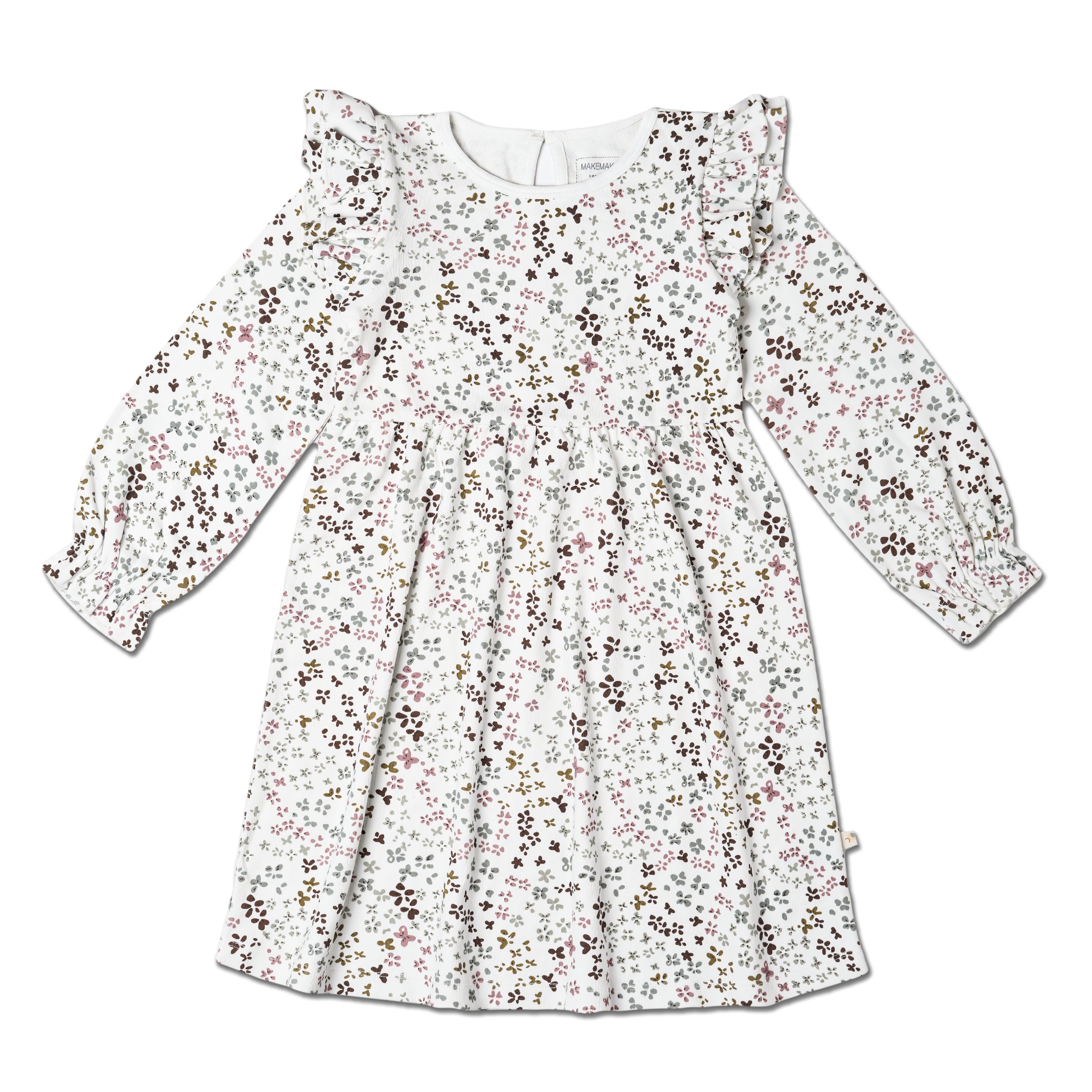 Organic Ruffle Sleeve Dress - Garden - Makemake Organics