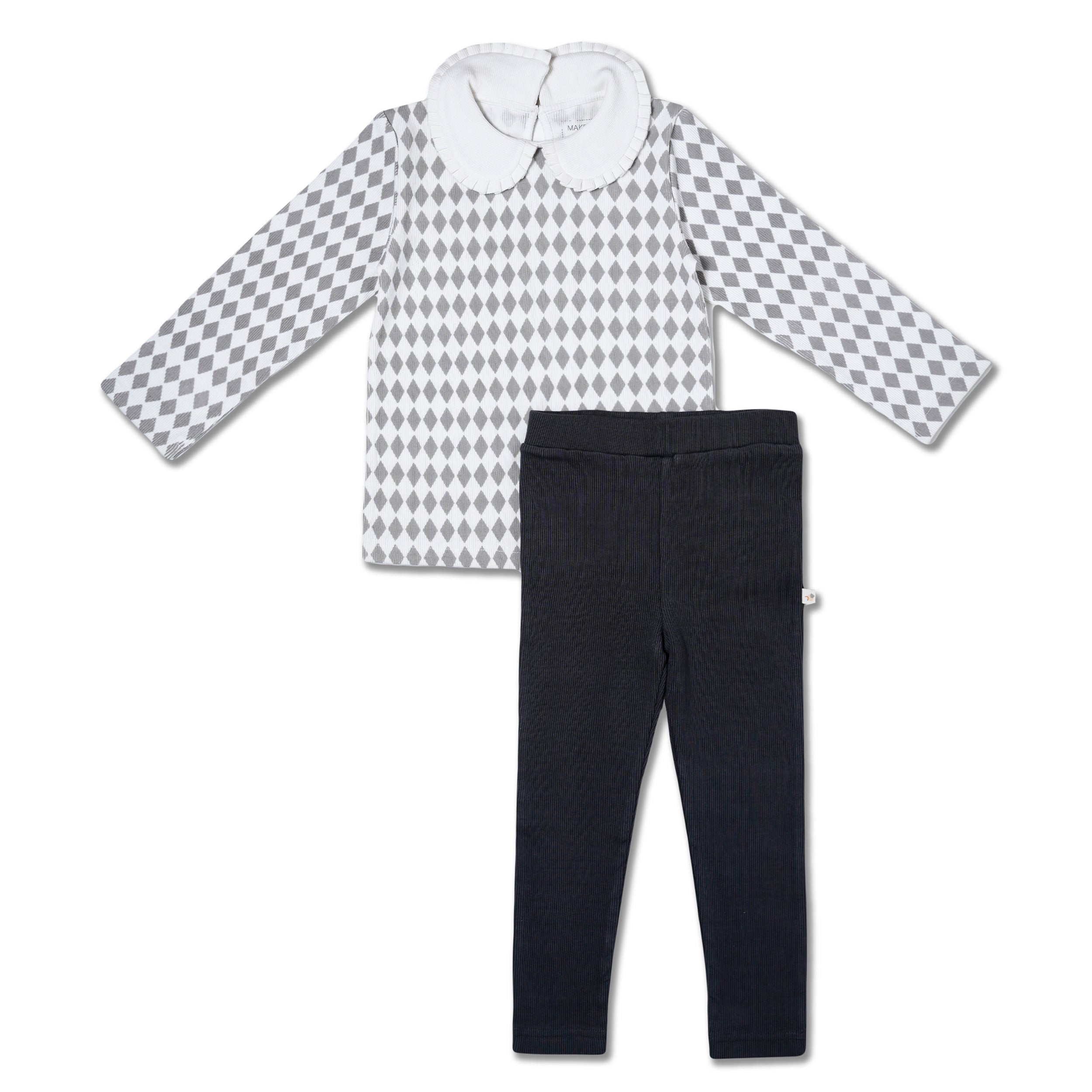 Organic Ruffle Collar Top & Leggings Set - Harlequin - Makemake Organics