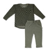 Organic Tee & Foldover Pants Set - Checker - Makemake Organics