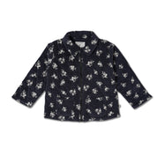 Organic Quilted Corduroy Zipper Jacket - Navy Bloom - Makemake Organics