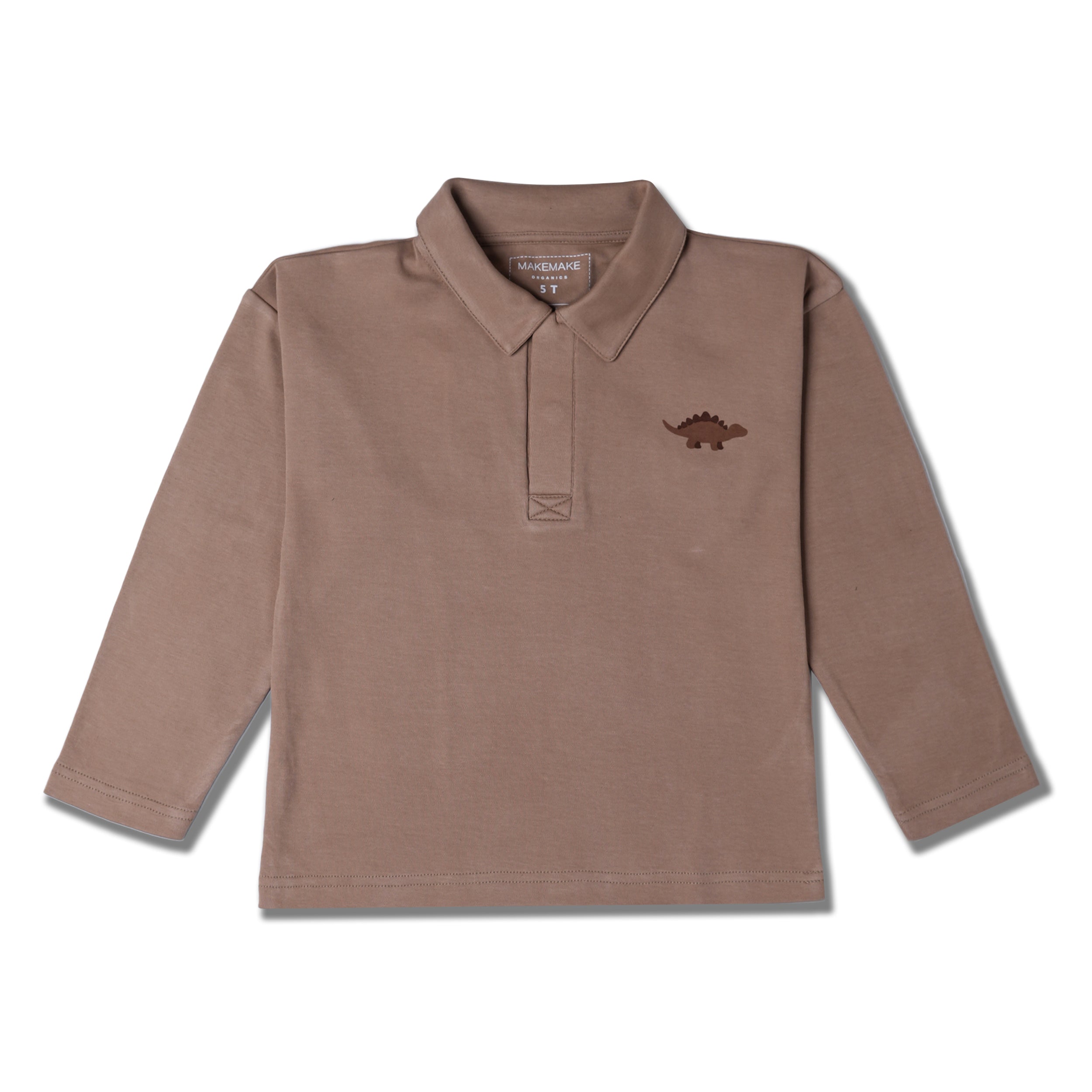 Organic Long Sleeve Polo - Taupe - Makemake Organics