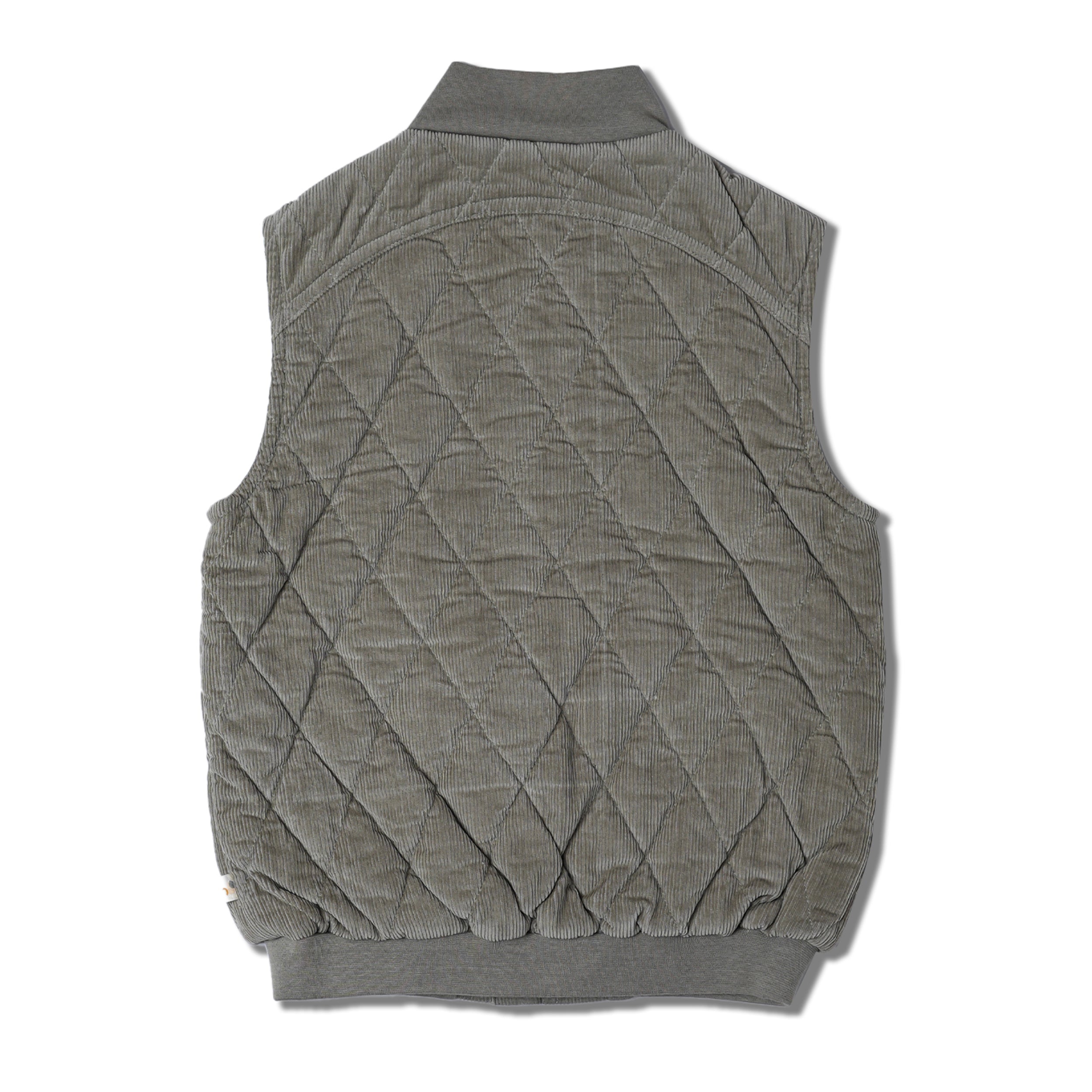 Organic Sleeveless Quilted Corduroy Jacket - Olive - Makemake Organics