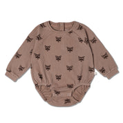 Organic Long Sleeve Bubble Romper - Fox - Makemake Organics