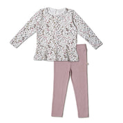 Organic Peplum Top & Leggings Set - Garden - Makemake Organics