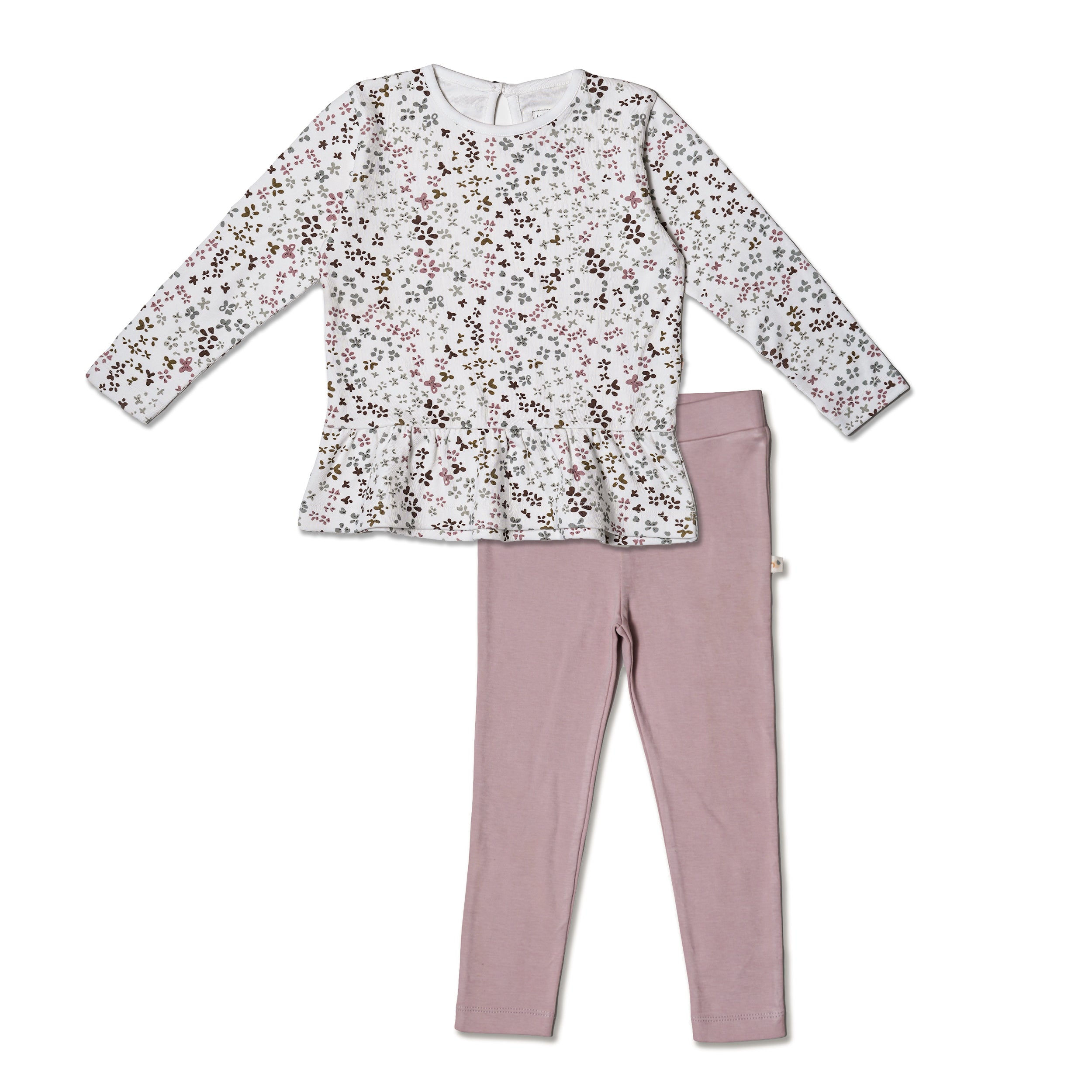 Organic Peplum Top & Leggings Set - Garden - Makemake Organics
