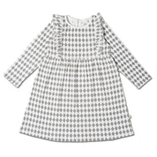 Organic Long Sleeve Ruffle Dress - Harlequin - Makemake Organics