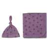 Organic Swaddle Blanket & Hat Set - Bows - Makemake Organics