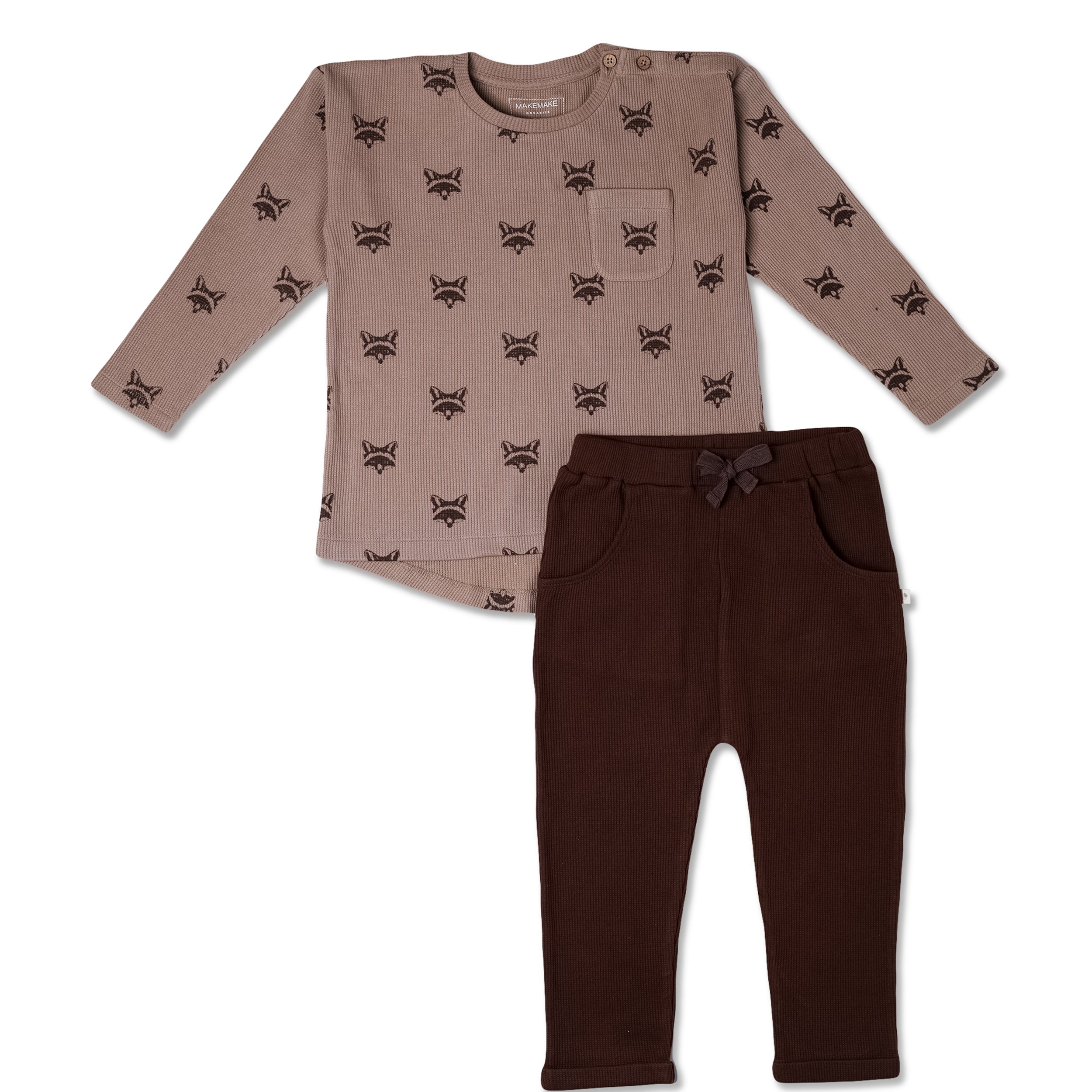 Organic Tee & Foldover Pants Set - Fox - Makemake Organics