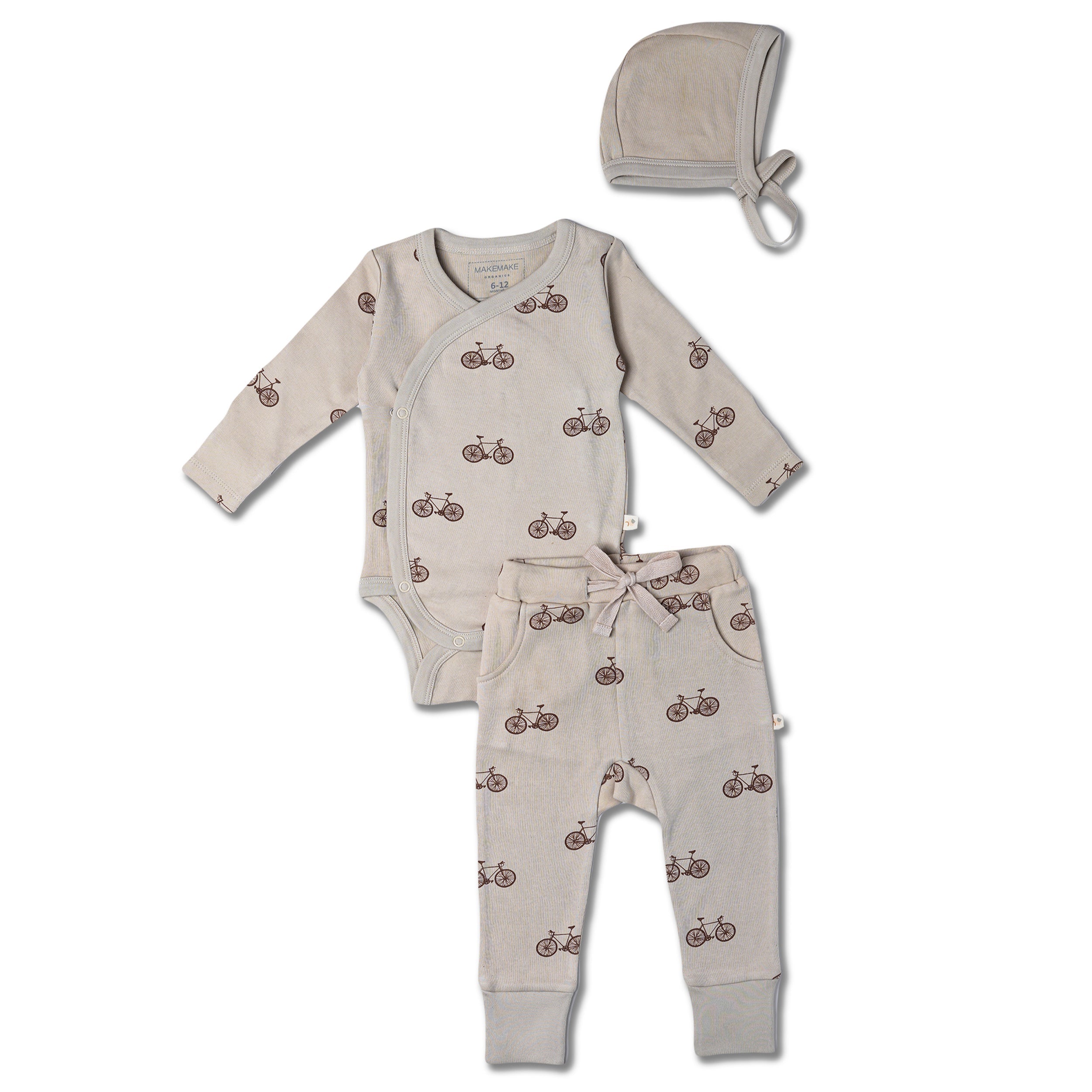 Organic Kimono Onesie & Pants Set - Bicycle - Makemake Organics