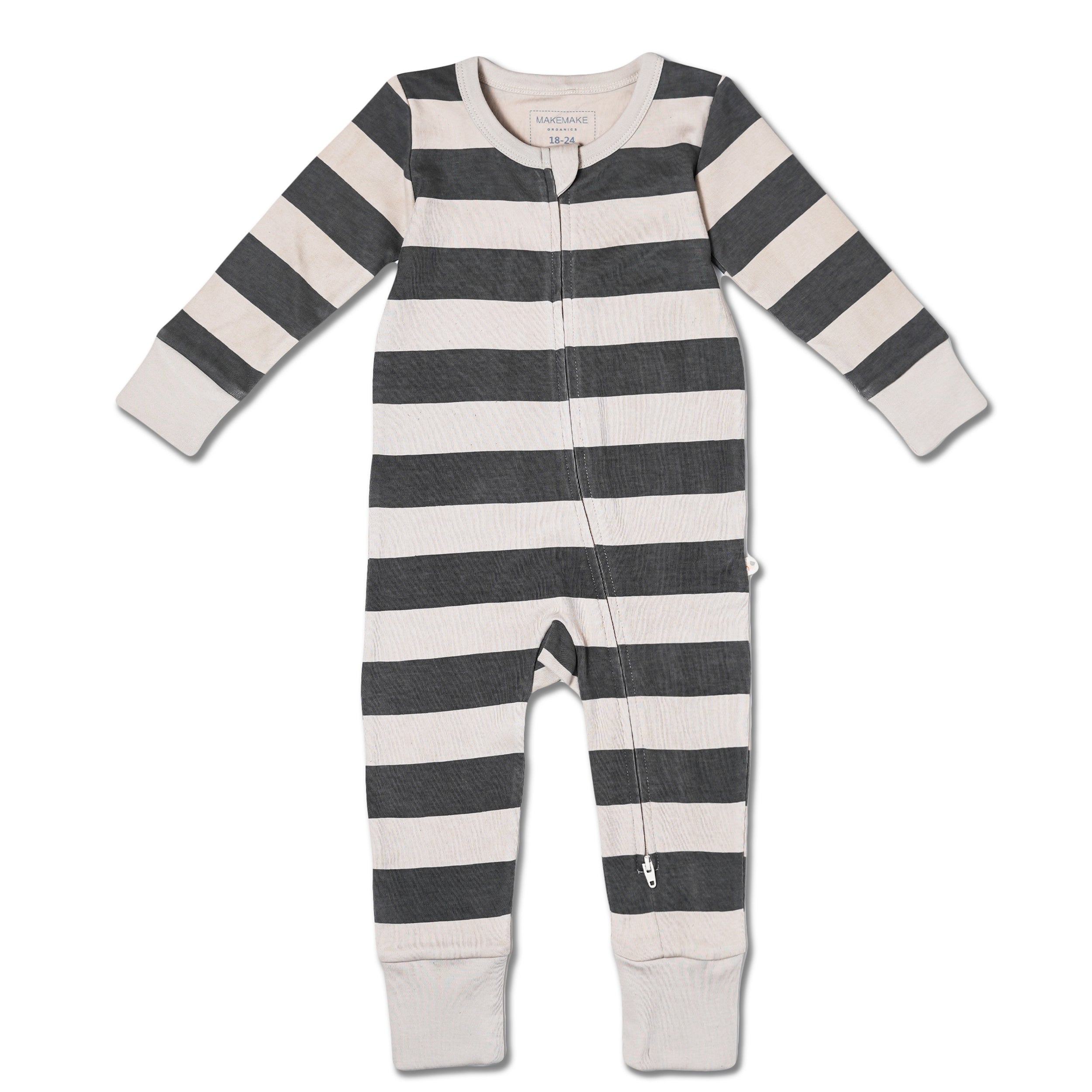 Organic 2-Way Zip Romper - Bold Stripes - Makemake Organics