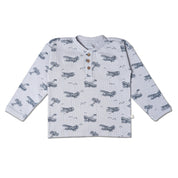Organic Henley Tee - Airplanes - Makemake Organics