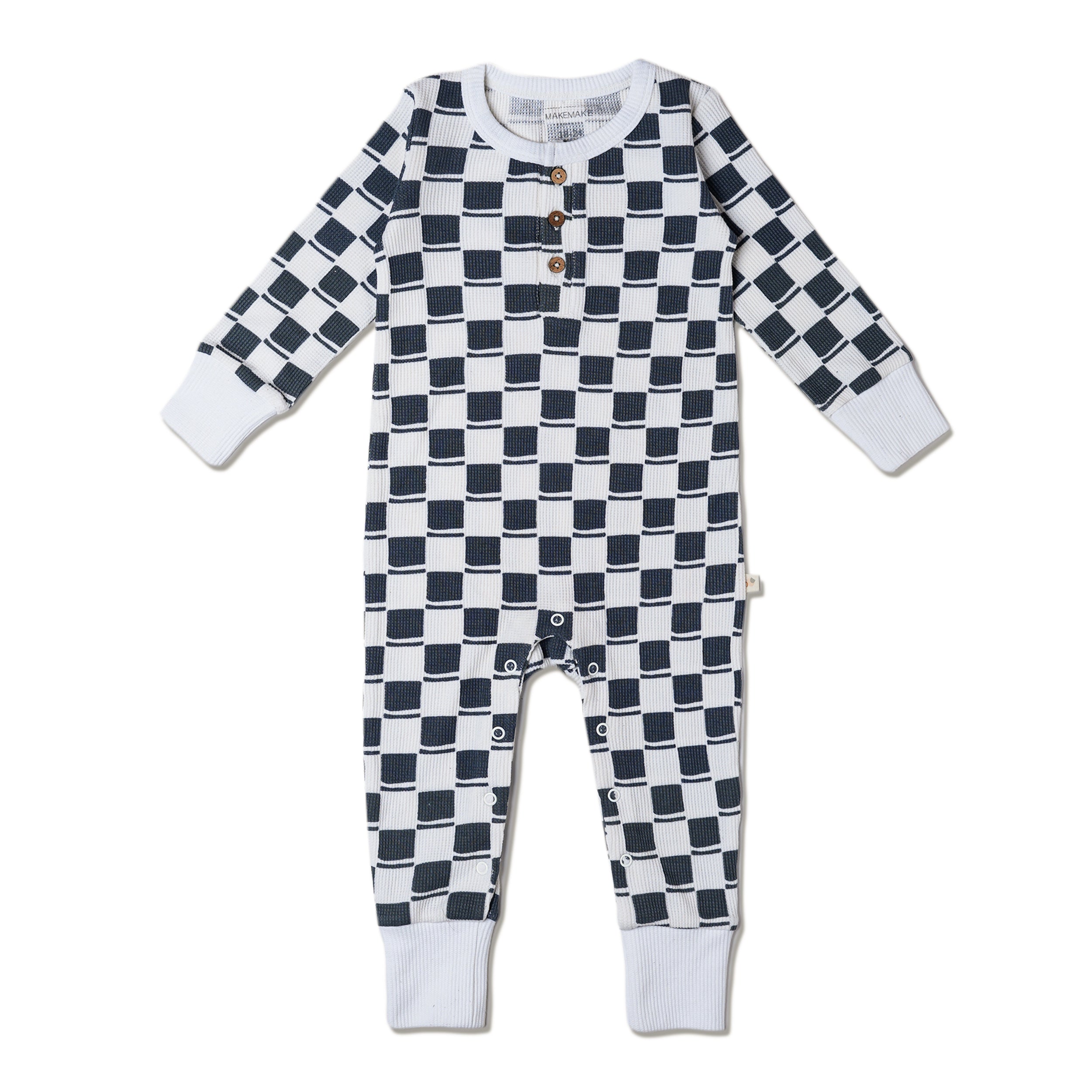 Organic Button Romper - Cabin Checks - Makemake Organics