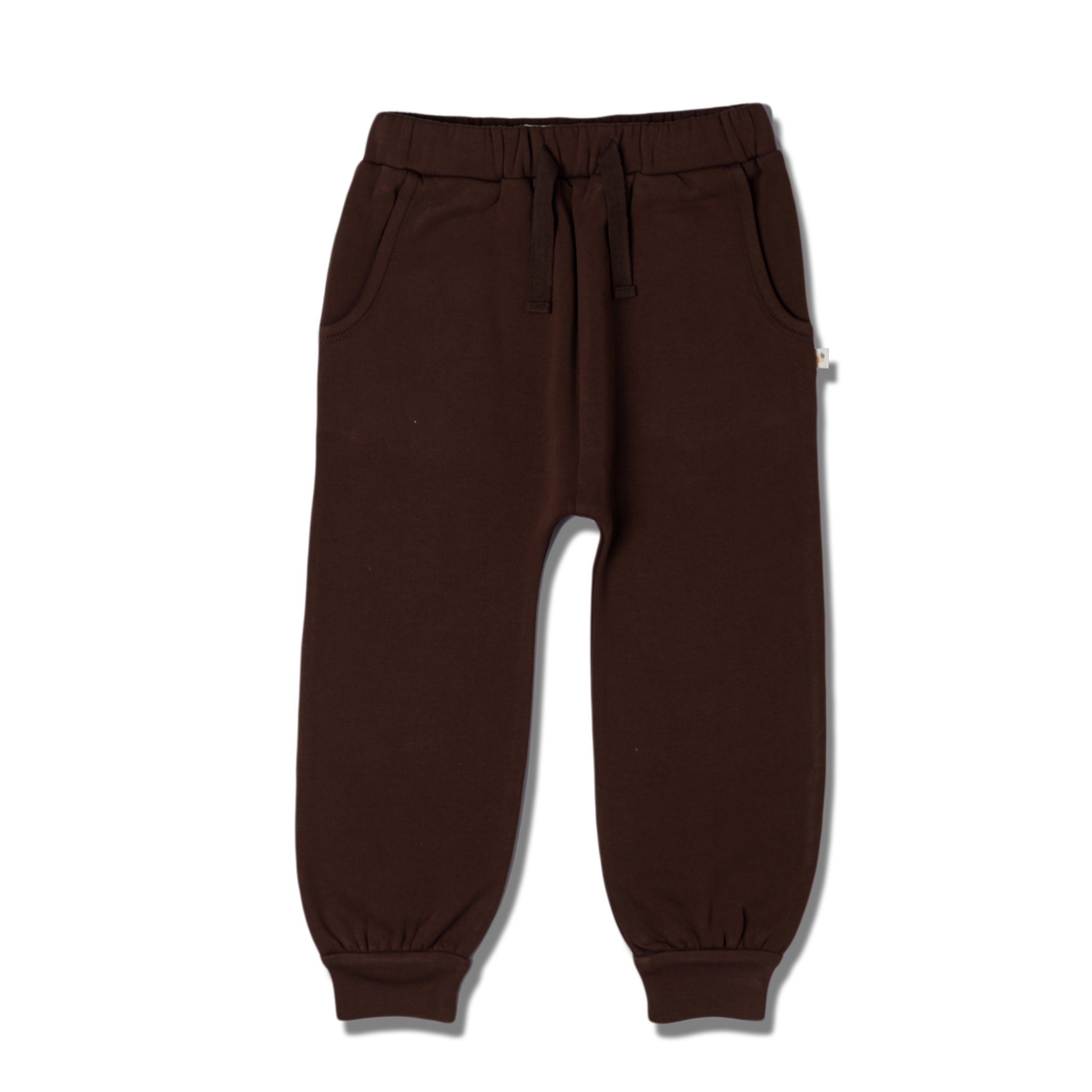 Organic Fleece Jogger Pants - Dark Brown - Makemake Organics