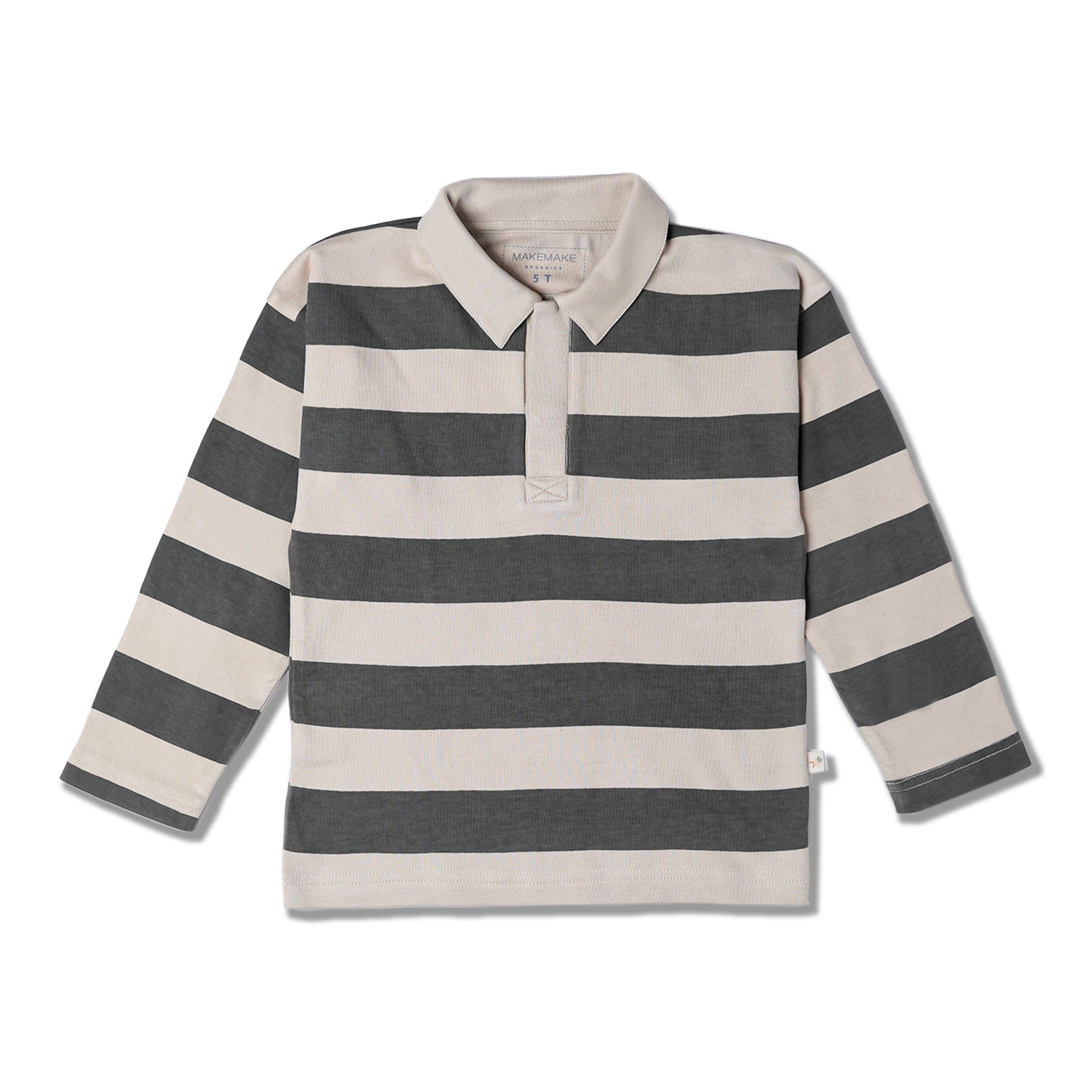Organic Long Sleeve Polo - Bold Stripes - Makemake Organics