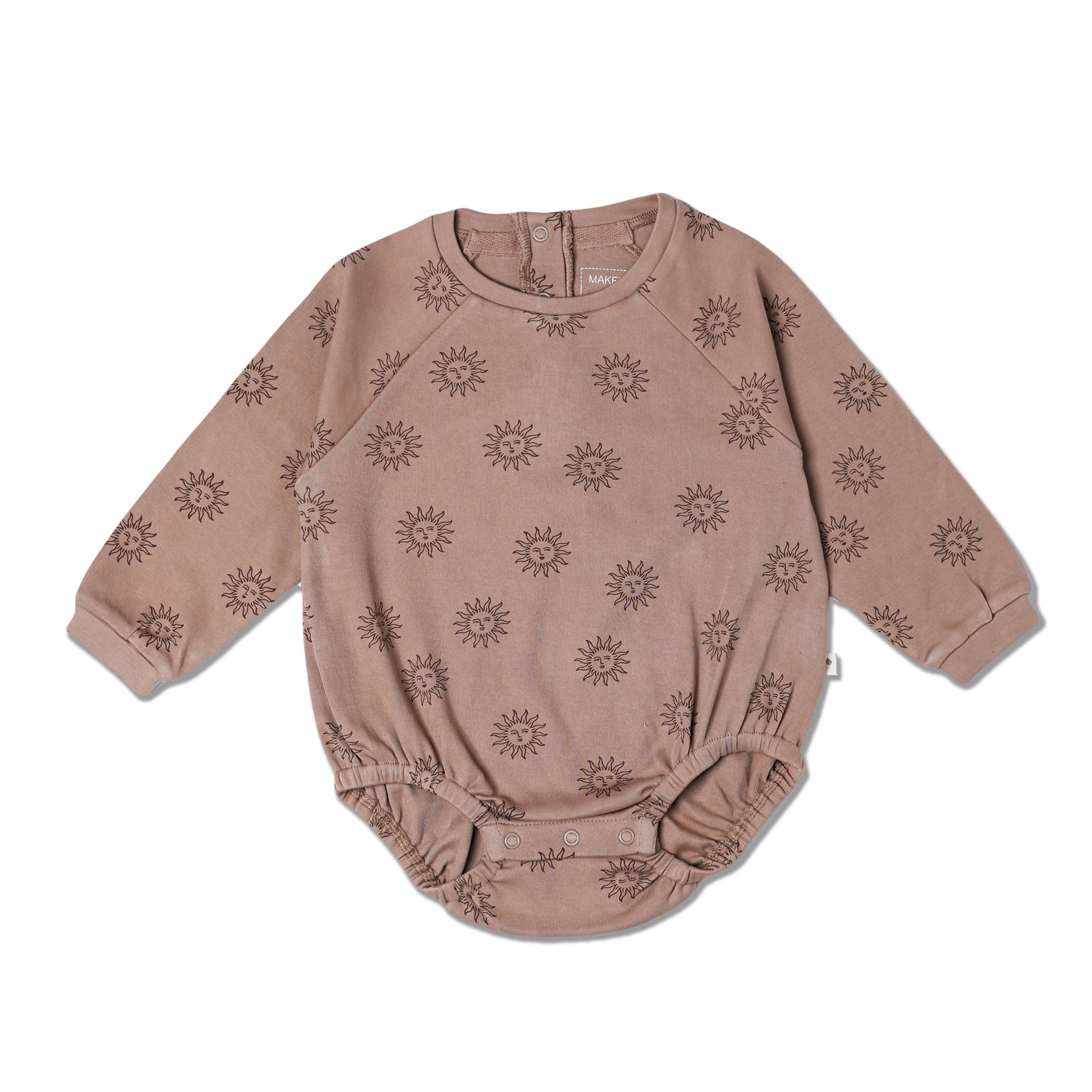 Organic Long Sleeve Bubble Romper - Sun - Makemake Organics