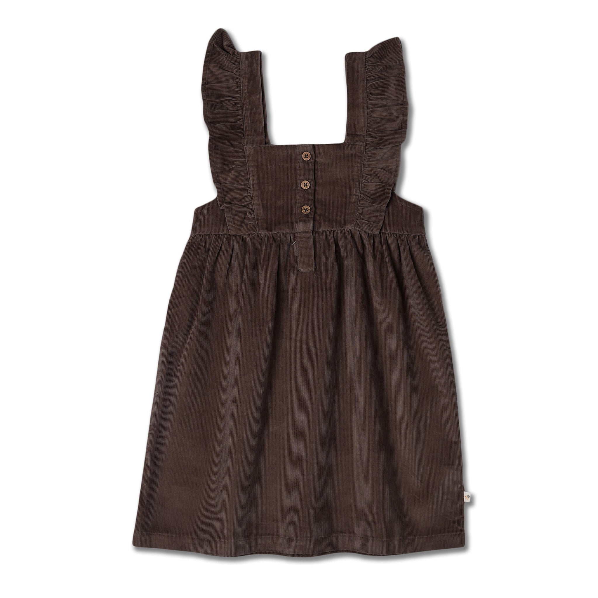 MakeMake Organics Organic Ruffle Corduroy Dress - Dark Brown MakeMake Organics Organic Ruffle Corduroy Dress - Dark Brown