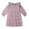 Organic Ruffle Sleeve Dress - Thistle - Makemake Organics