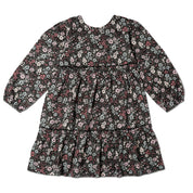 Organic Long Sleeve Tiered Dress - Bohemian Floral - Makemake Organics