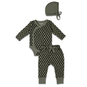 Organic Kimono Onesie & Pants Set - Checker - Makemake Organics