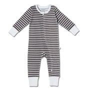 Organic 2-Way Zip Romper - Brown Stripe - Makemake Organics