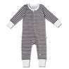 Organic 2-Way Zip Romper - Brown Stripe - Makemake Organics