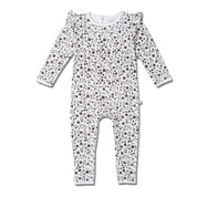 Organic Ruffle Full Sleeve Romper - Wildvine - Makemake Organics