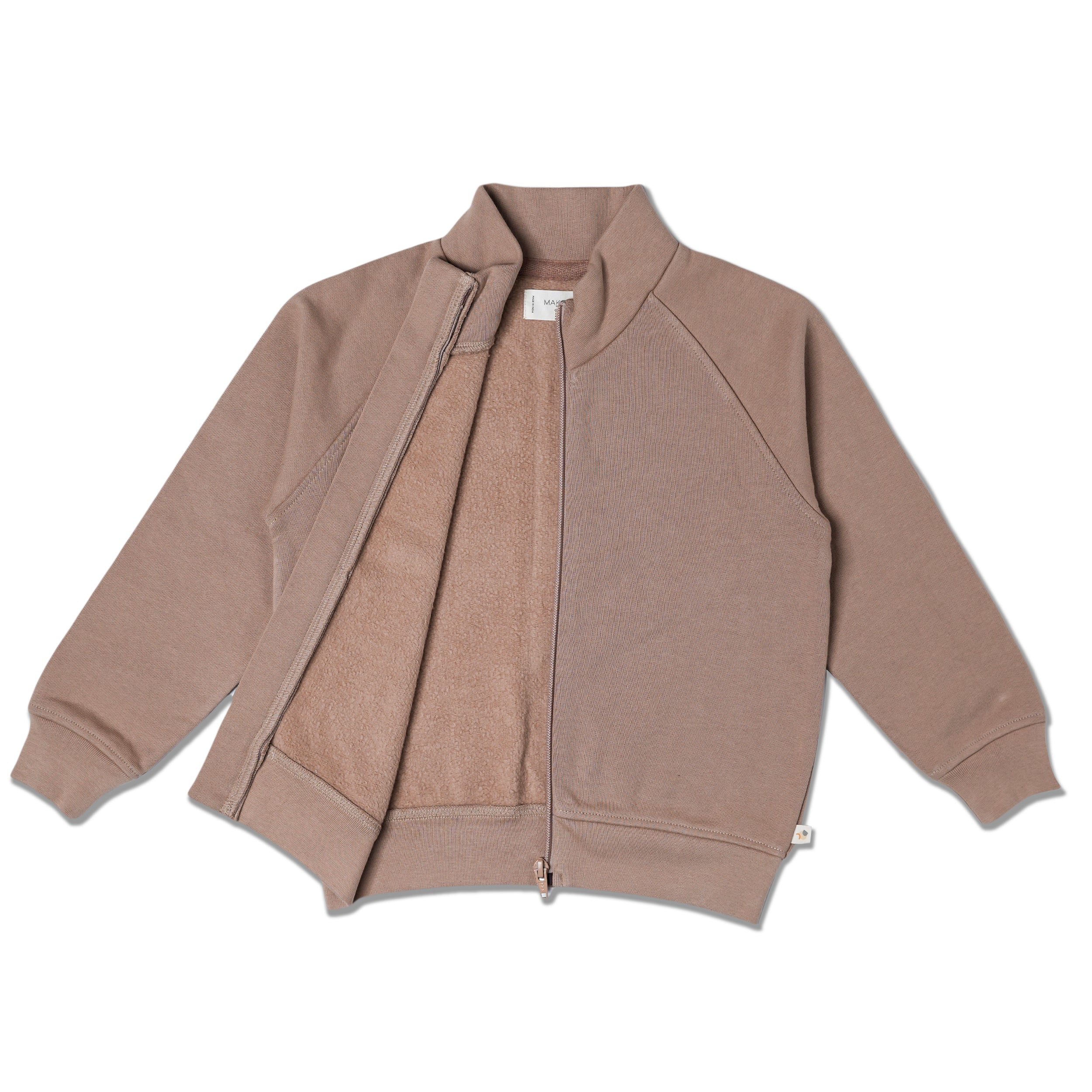 Organic Fleece Zipper Jacket - Taupe - Makemake Organics