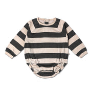 Organic Long Sleeve Bubble Romper - Bold Stripes - Makemake Organics
