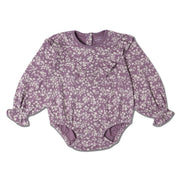 Organic Ruffle Bubble Romper - Thistle - Makemake Organics