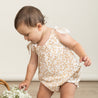 Organic Tie Shoulder Bubble Romper - Gardenia - Makemake Organics