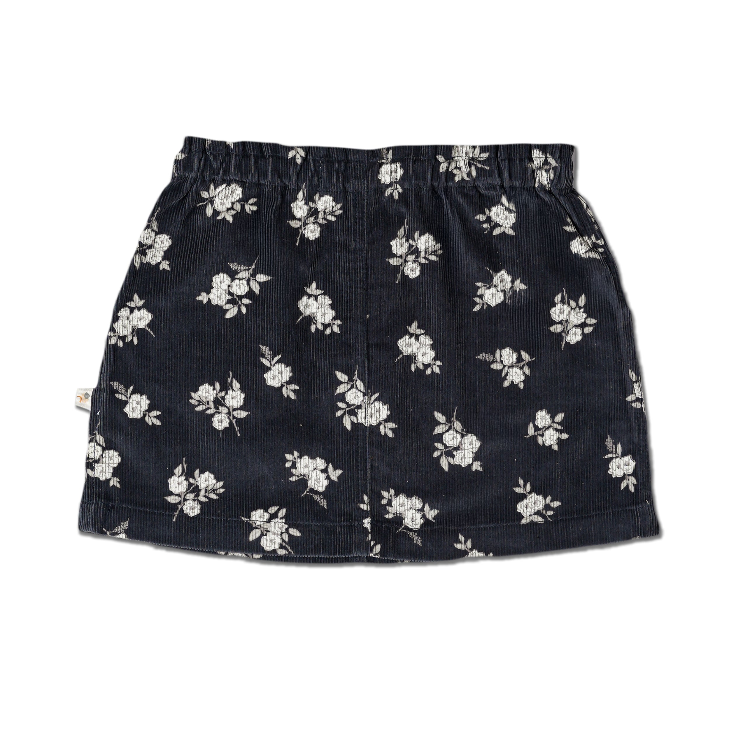 Organic Corduroy Skirt - Navy Bloom - Makemake Organics