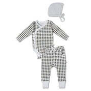 Organic Kimono Onesie & Pants Set - Olive Gingham - Makemake Organics