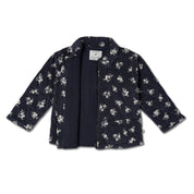 Organic Quilted Corduroy Zipper Jacket - Navy Bloom - Makemake Organics