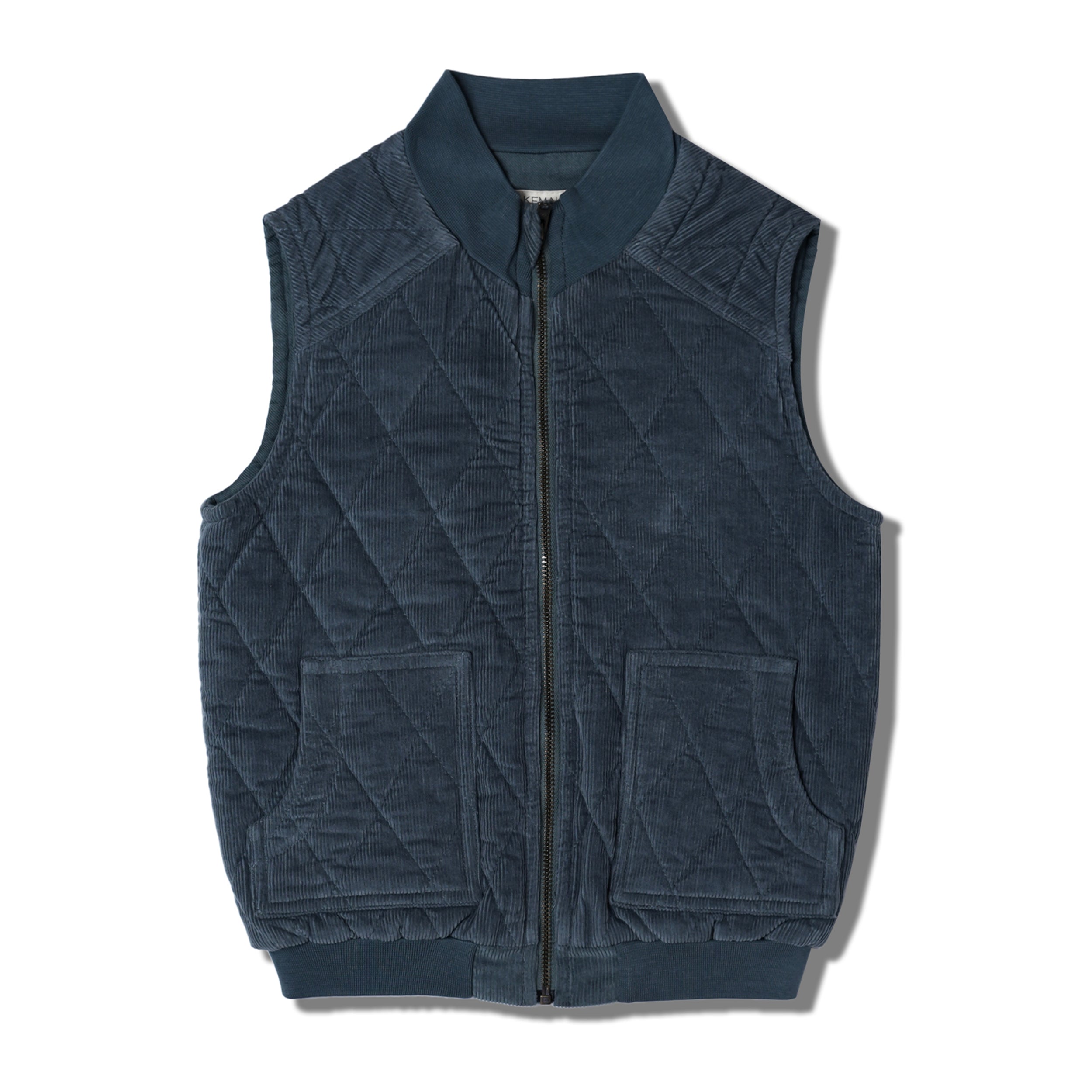 Organic Sleeveless Quilted Corduroy Jacket - Hale Navy - Makemake Organics