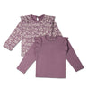 Organic Ruffle Long Sleeve Top Set of 2 - Thistle + Berry - Makemake Organics