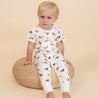 Organic Short Sleeve Button Romper - Dog - Makemake Organics