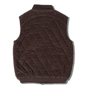 Organic Sleeveless Quilted Corduroy Jacket - Dark Brown - Makemake Organics
