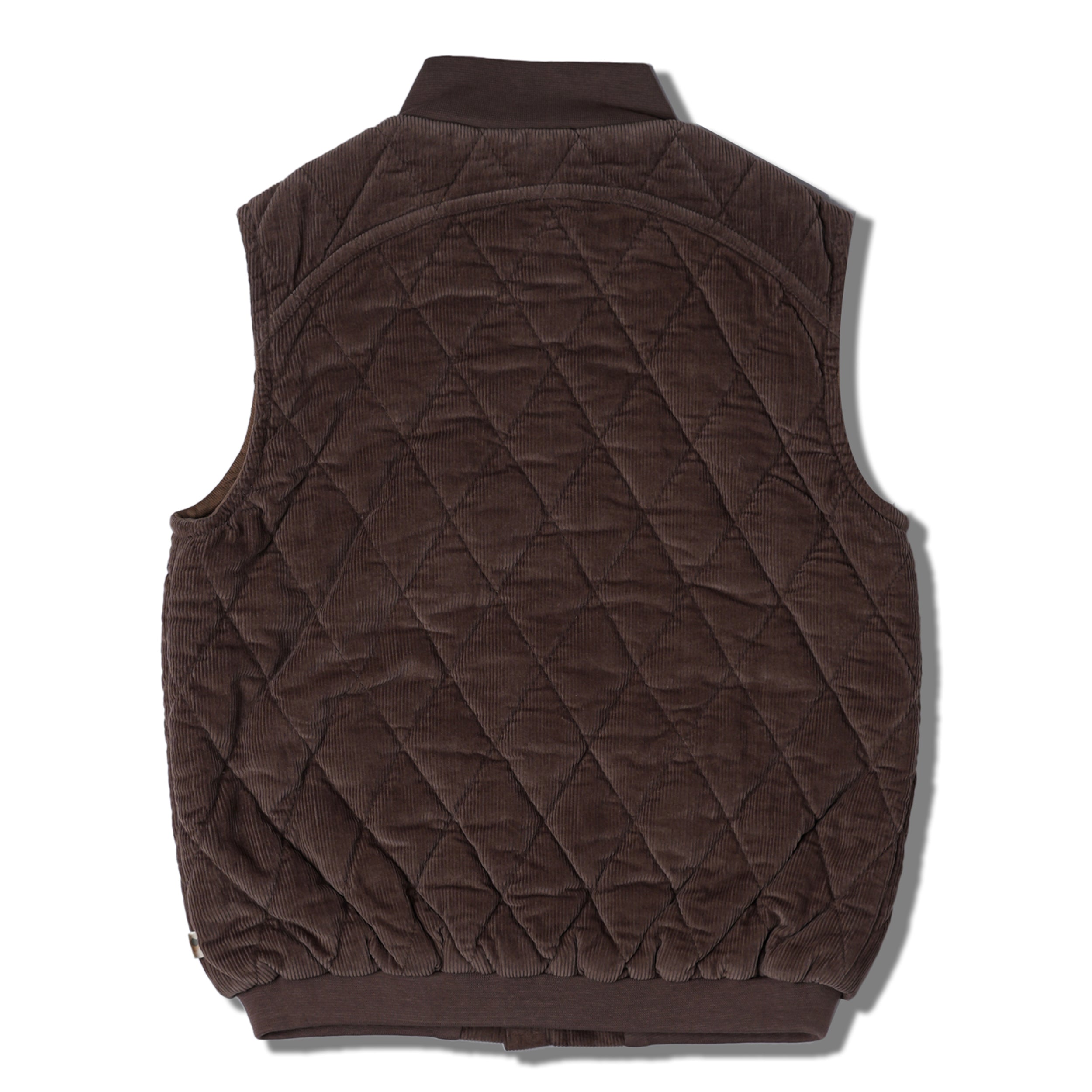 Organic Sleeveless Quilted Corduroy Jacket - Dark Brown - Makemake Organics