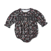 Organic Smocked Bubble Romper - Bohemian Floral - Makemake Organics