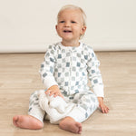 Organic 2-Way Zip Romper - Chequered - Makemake Organics