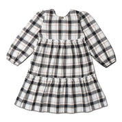 Organic Long Sleeve Tiered Dress - Plaid Checks - Makemake Organics