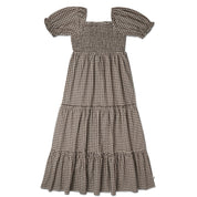 Organic Smocked Tiered Dress - Gingham Checks - Makemake Organics