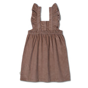 Organic Ruffle Corduroy Dress - Taupe - Makemake Organics