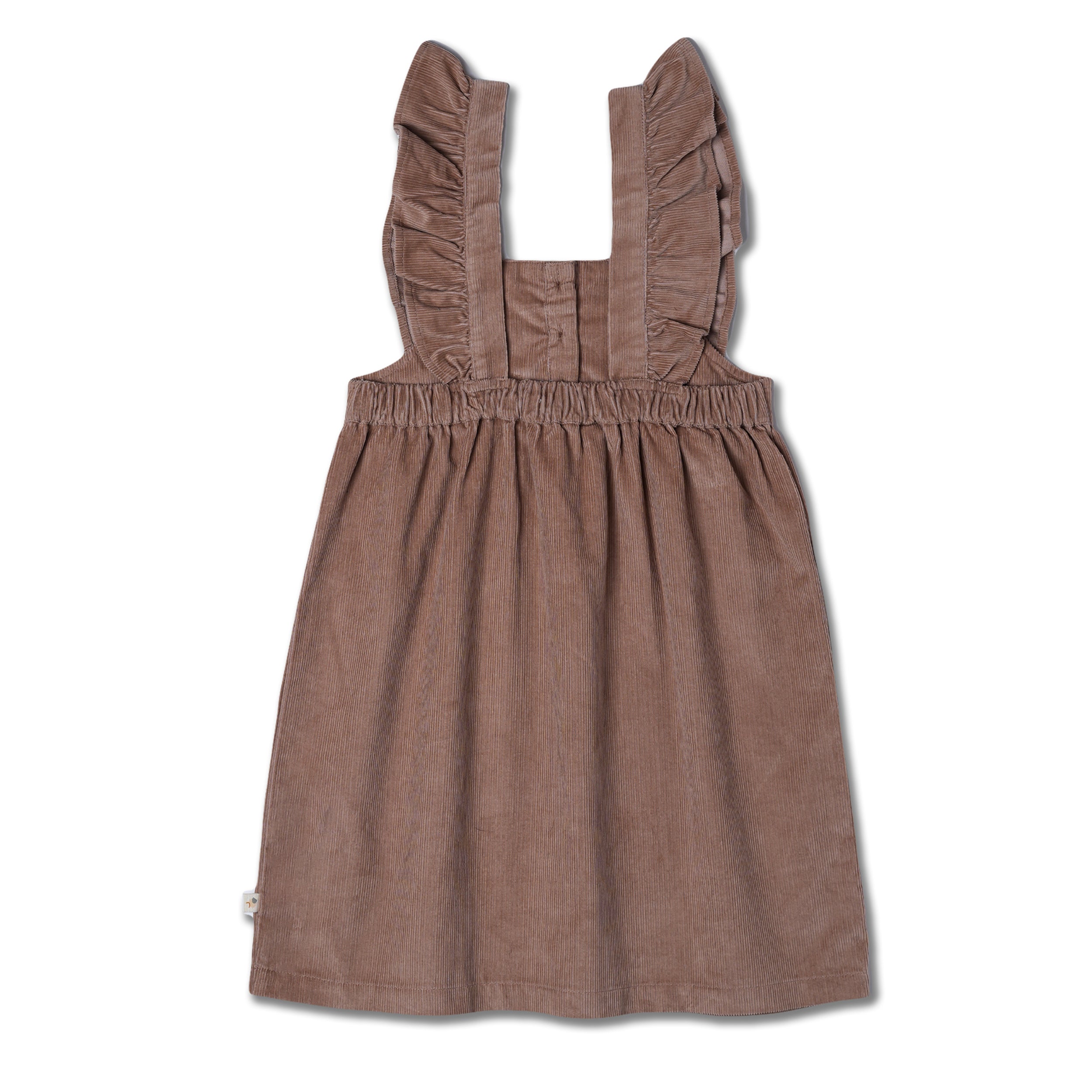 Organic Ruffle Corduroy Dress - Taupe - Makemake Organics