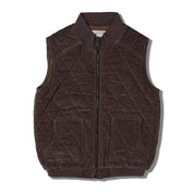 Organic Sleeveless Quilted Corduroy Jacket - Dark Brown - Makemake Organics
