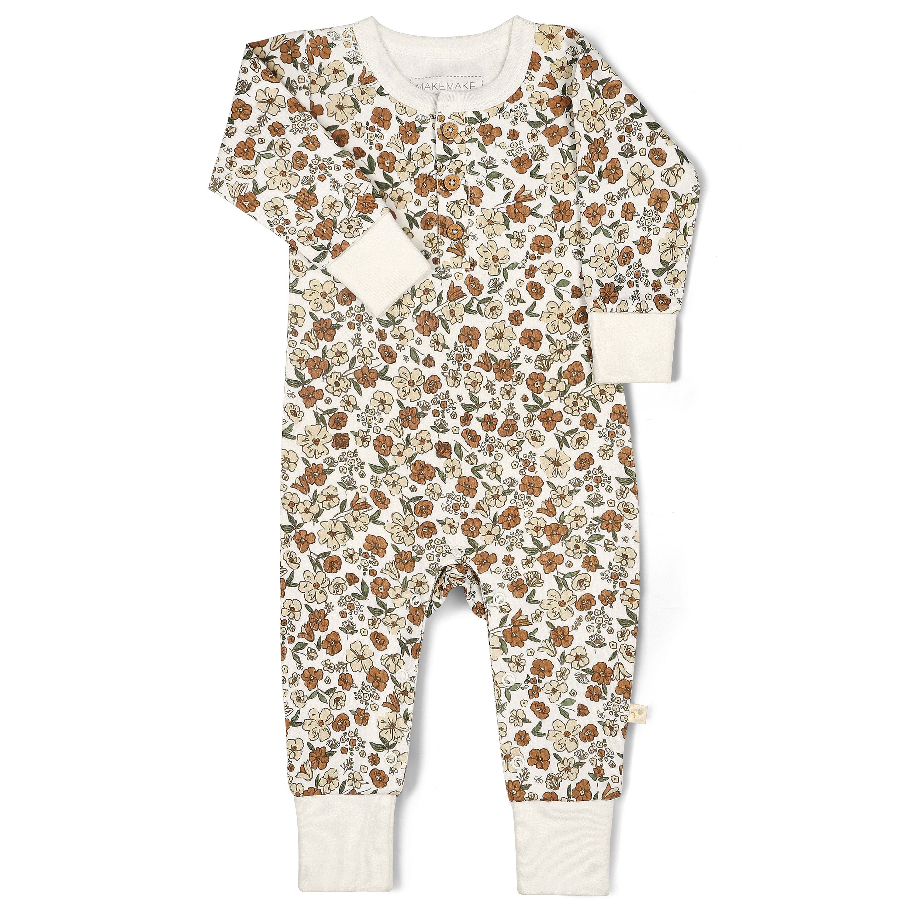 Organic Button Romper - Daffodil - Makemake Organics